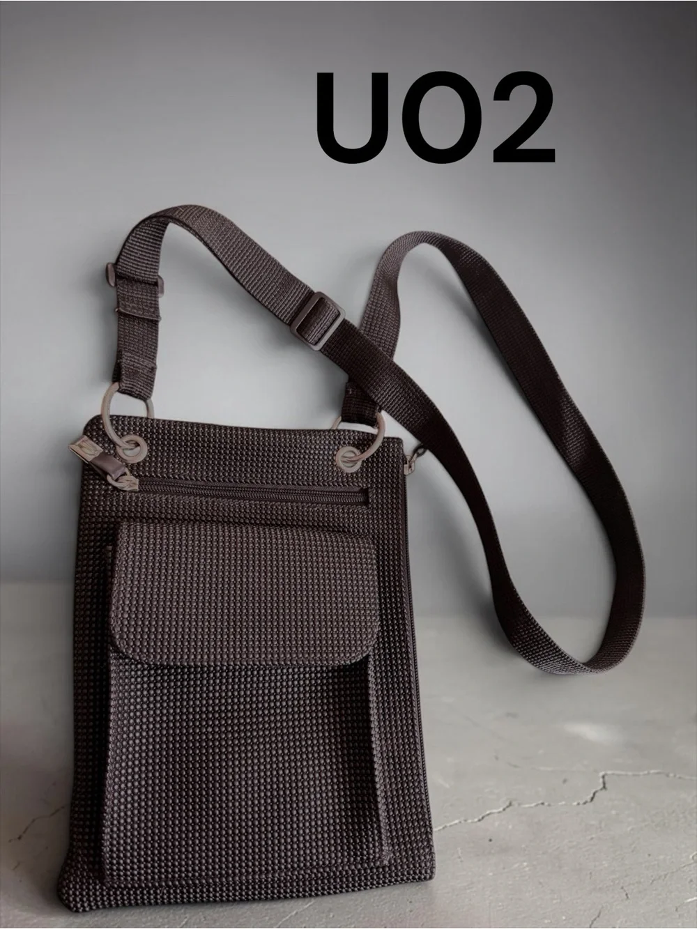 Urban Outfitters UO2 Black Textured Crossbody Bag Minimalist Utility Travel Bag